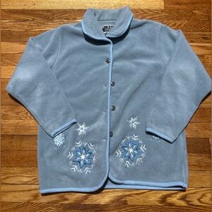 Blue Fleece Jacket with Snowflake Design